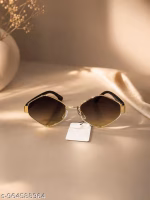 women trendy goggles with beautiful golden black frame