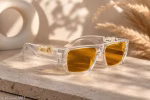 Yellow trendy4 to 8 years transparent frame girls sunglasses - Image 2