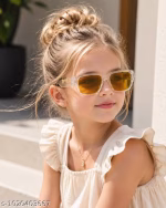 Yellow trendy4 to 8 years transparent frame girls sunglasses - Image 3